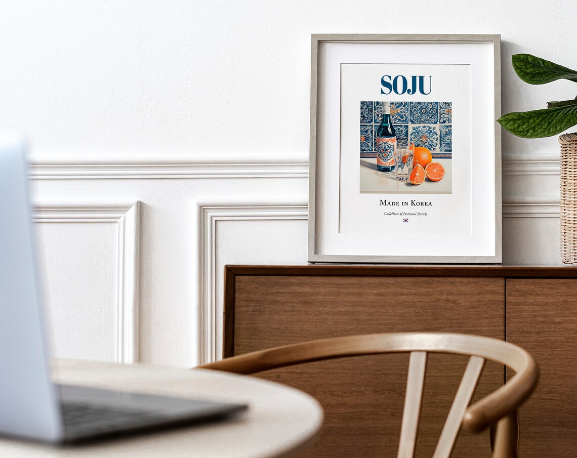 Soju On Maiolica Tile, Kitchen And Bar Art Print - Image 3