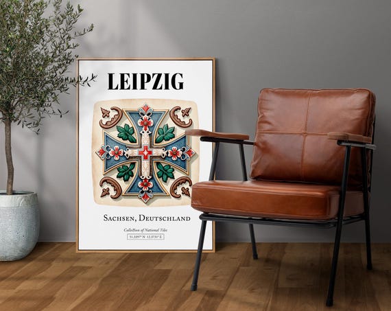Leipzig Sachsen Germany Traditional Tile Pattern Poster