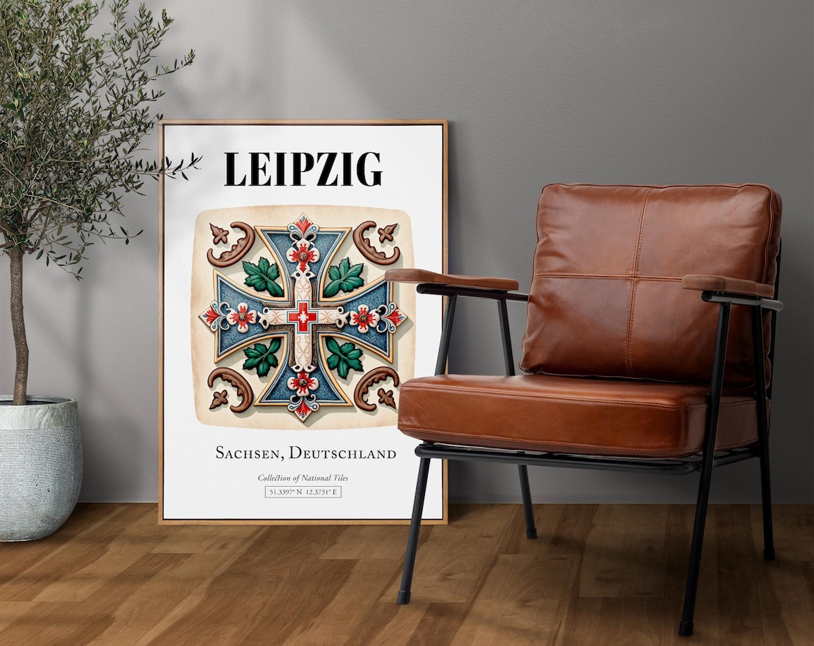 Leipzig Sachsen Germany Traditional Tile Pattern Poster