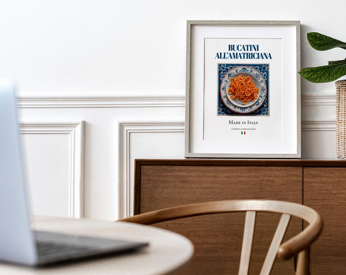 Bucatini All'Amatriciana, Maiolica Tile Art Print - Image 4