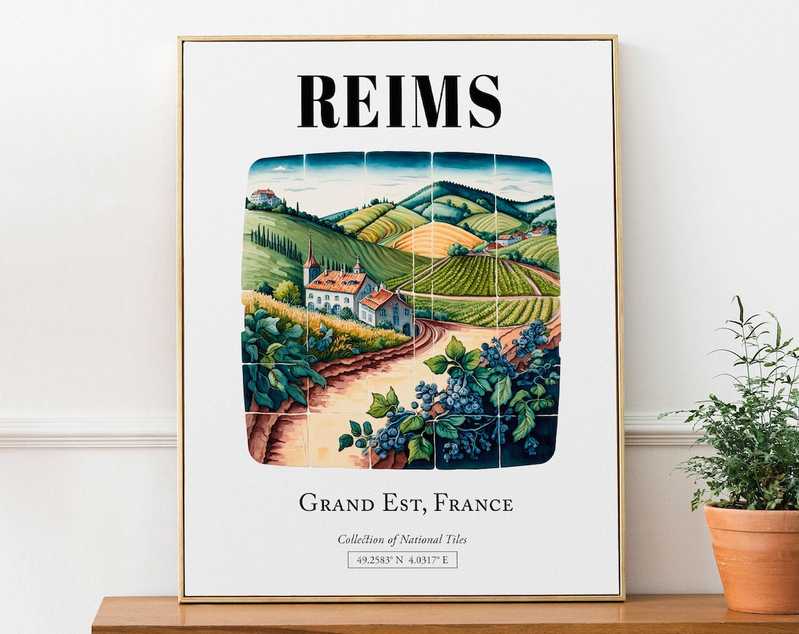 Reims Grand Est France Vineyards Travel Poster