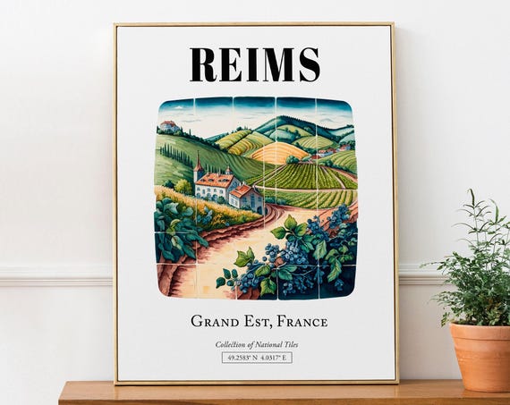 Reims Grand Est France Vineyards Travel Poster