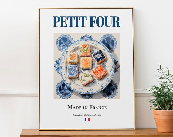 Petit Four on Maiolica Tile Plate, French Food Art Print