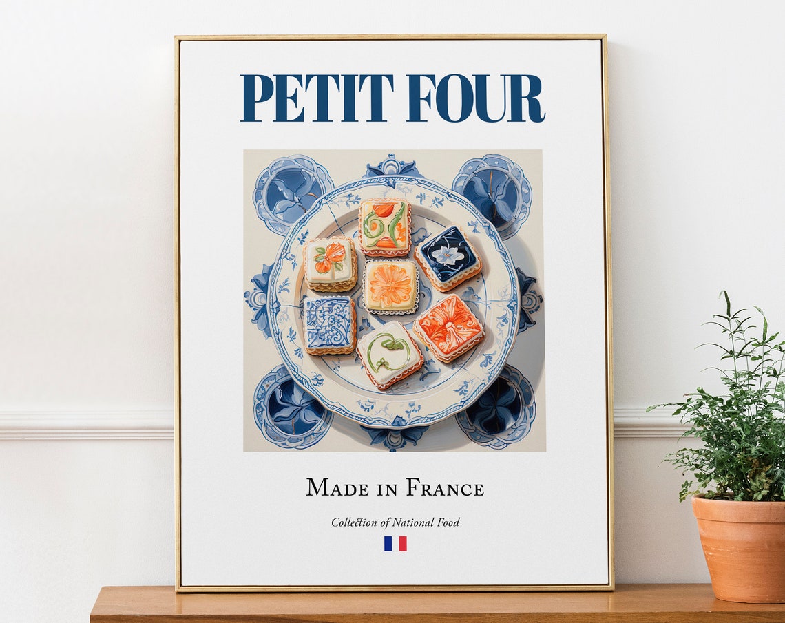 Petit Four on Maiolica Tile Plate, French Food Art Print