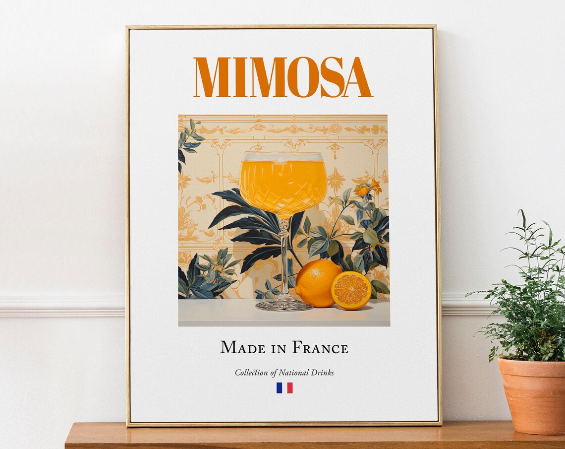 Mimosa Print, French Beverage Kitchen Bar Art Print