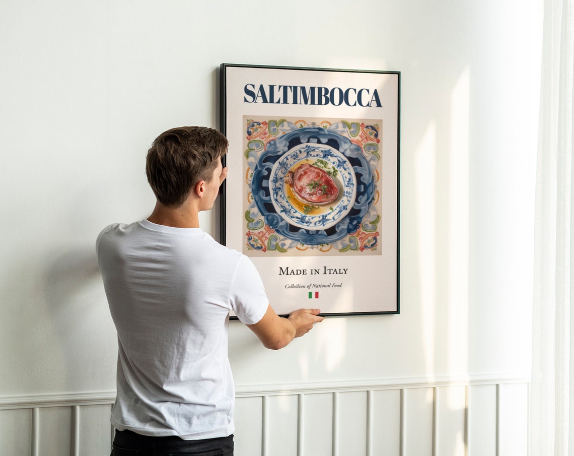 Saltimbocca On Maiolica Tile Plate, Italian Food Art Print - Image 3