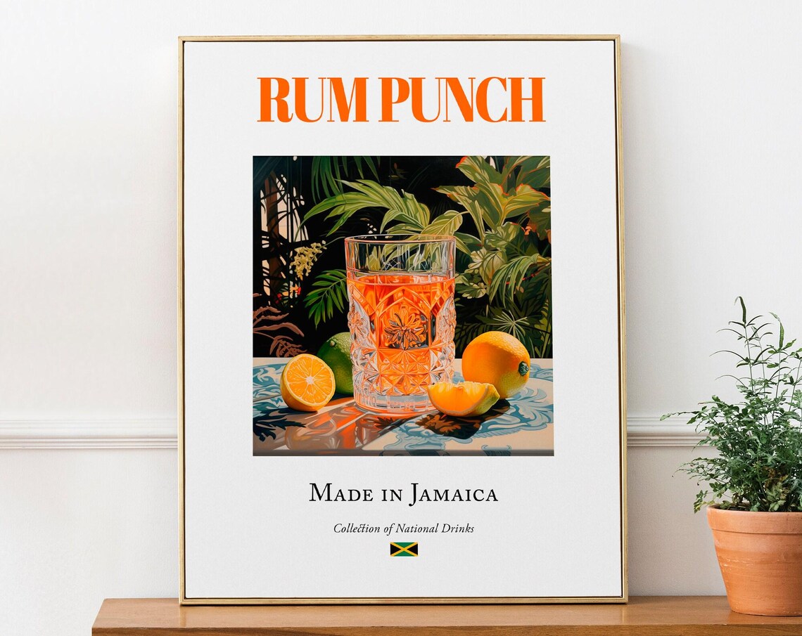 Rum Punch Made In Jamaica Tropical Cocktail Bar National Drink Wall Poster