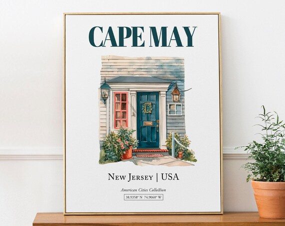 Cape May New Jersey Minimalist Watercolor Poster