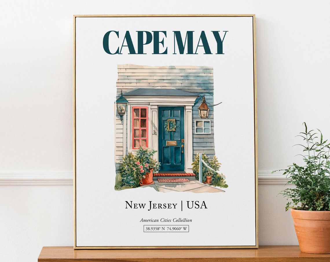 Cape May New Jersey Minimalist Watercolor Poster