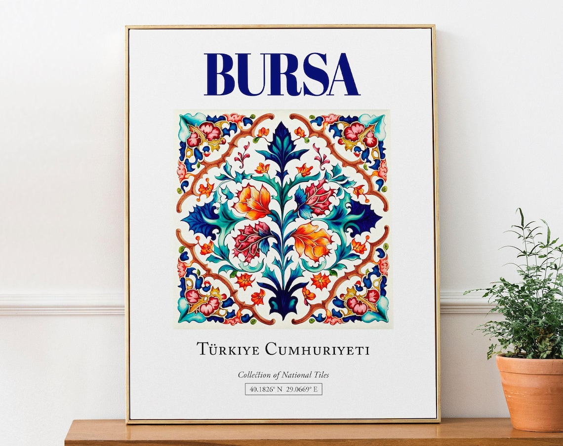 Bursa Turkey Traditional Izmir Tile Travel Poster