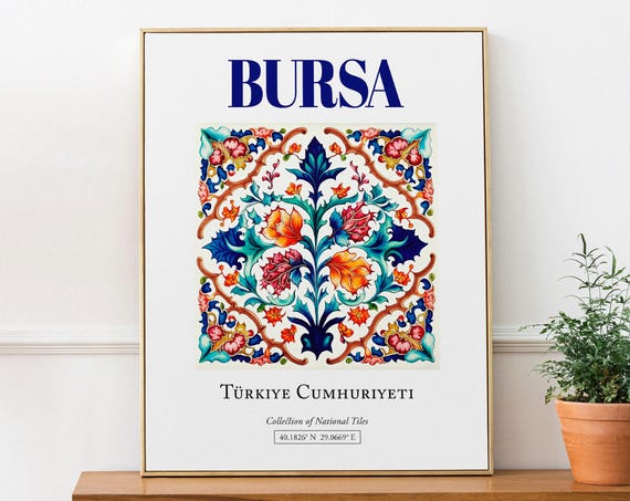 Bursa Turkey Traditional Izmir Tile Travel Poster
