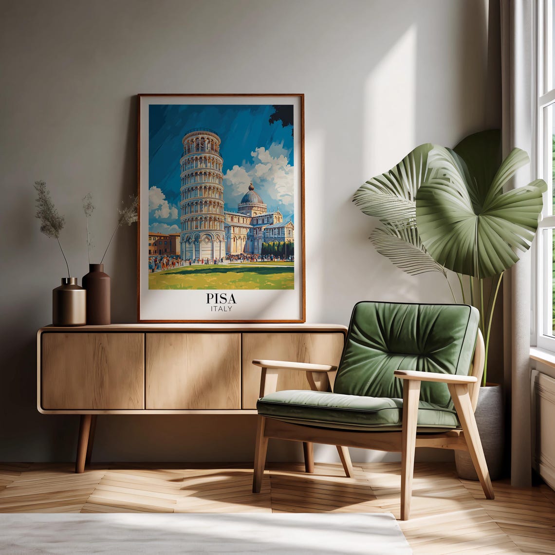 Pisa Leaning Tower Cathedral Square Summer Crowd Travel Poster - Image 2