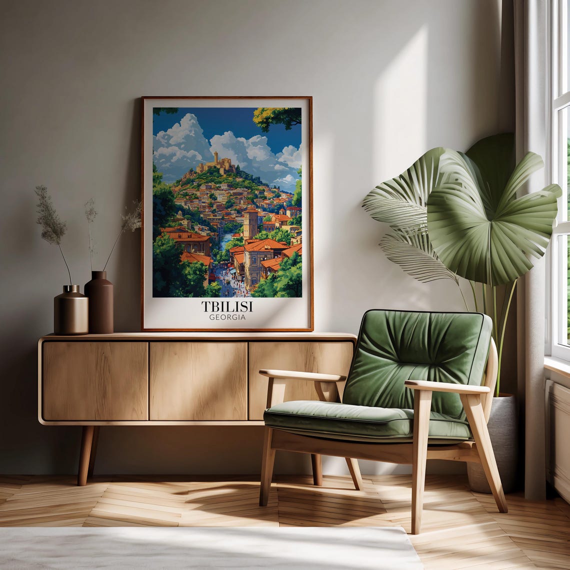 Tbilisi Georgia Old Town Hillside Fortress Panoramic View Poster - Image 2