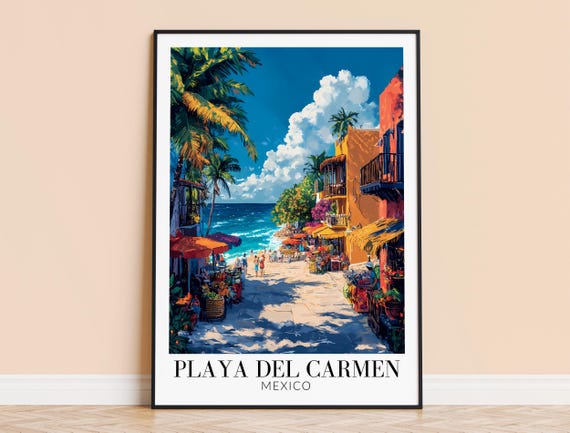 Playa Del Carmen Print Mexico Wall Art Poster Caribbean Home Decor Wedding Housewarming Gift Framed Or Unframed Personalised