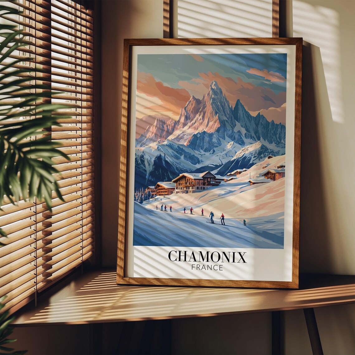 Chamonix France Sunrise Over Snowy Chalets Winter Travel Poster - Image 3