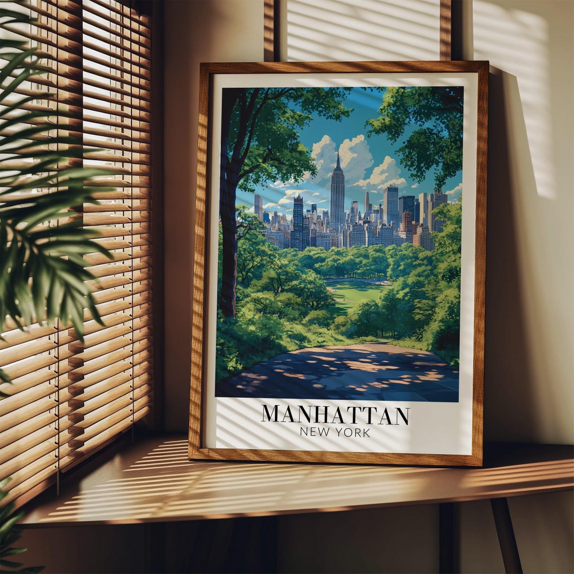 Manhattan New York Central Park Daytime City Skyline Art Poster - Image 3