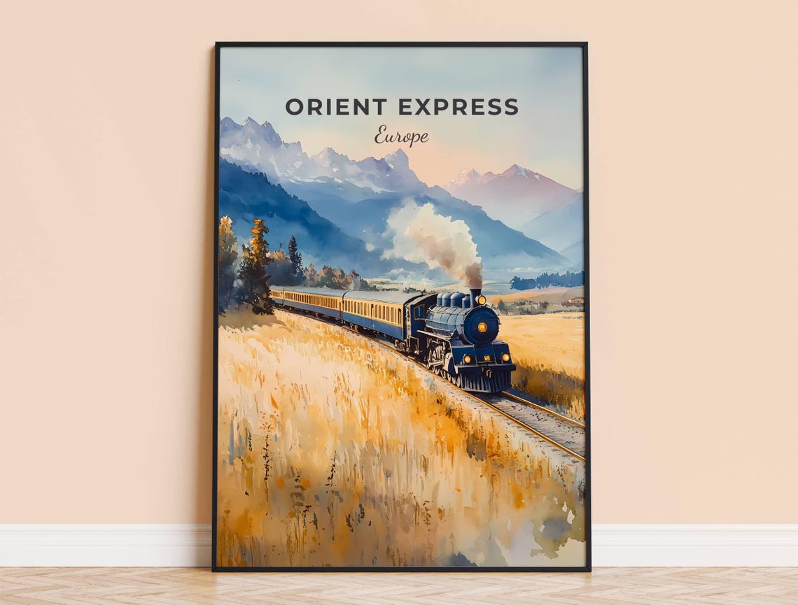 Orient Express Europe Vintage Steam Train Alpine Travel Poster