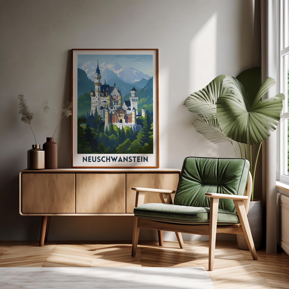 Neuschwanstein Castle Travel Poster, Bavarian Landmark - Image 4