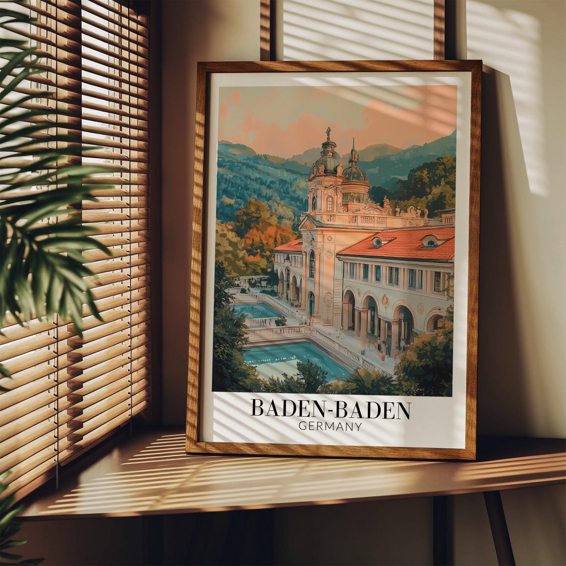 Baden-Baden Germany Spa Building Poolside Belle Epoque Travel Poster - Image 3