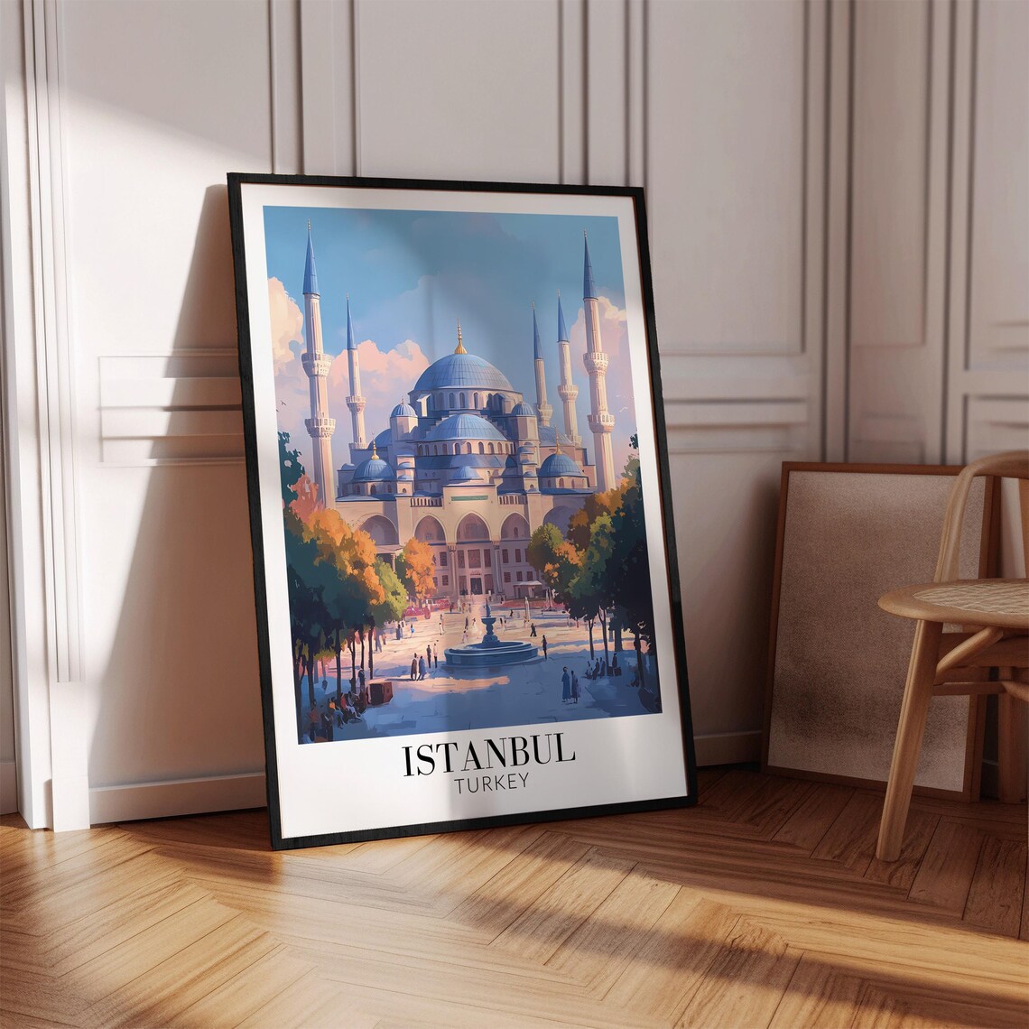 Istanbul Turkey Blue Mosque Grand Facade in Golden Light Travel Poster - Image 4