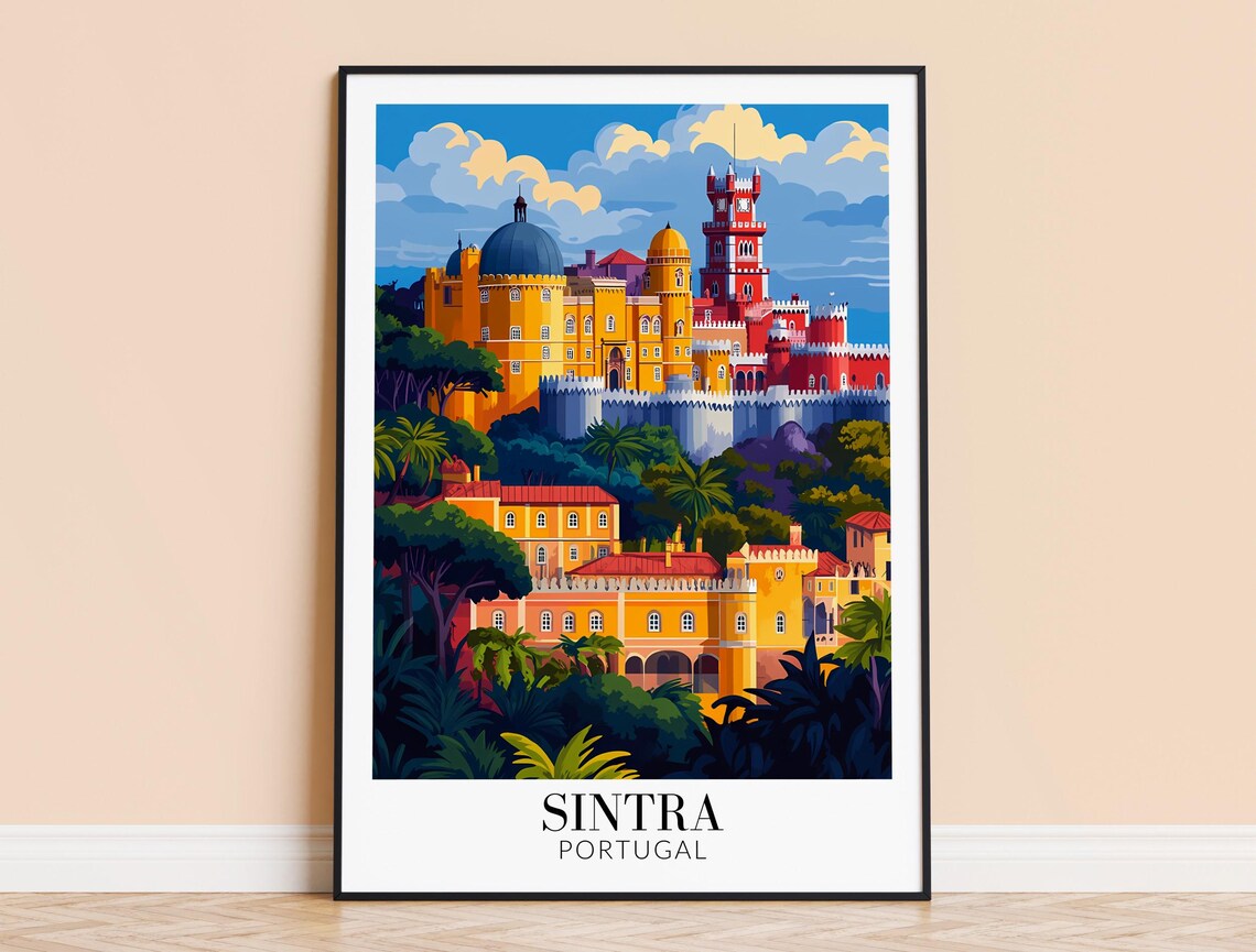Sintra Portugal Pena Palace Colorful Hilltop Castle Travel Poster