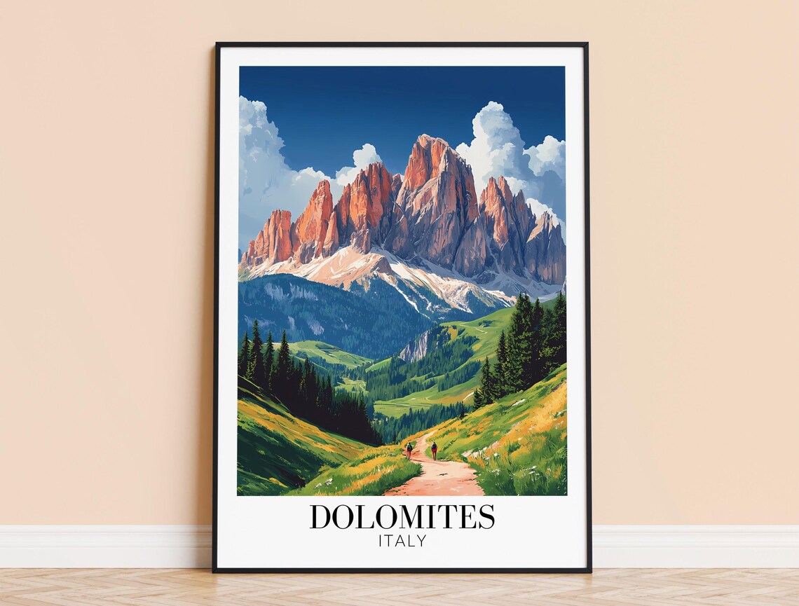 Dolomites Italy Travel Poster, Home Decoration