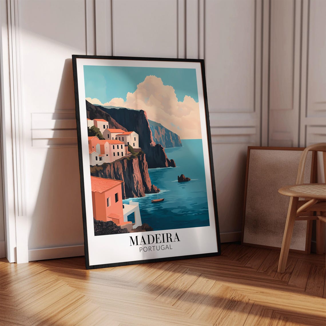 Madeira Cliffside Coastal Village Atlantic Ocean Vista Travel Poster - Image 4