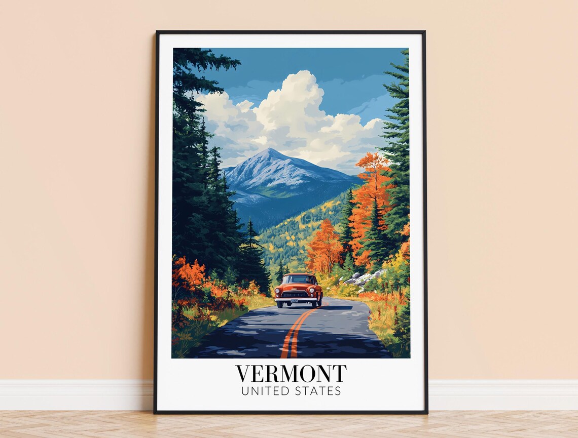Vermont USA Travel Poster, Home Decoration