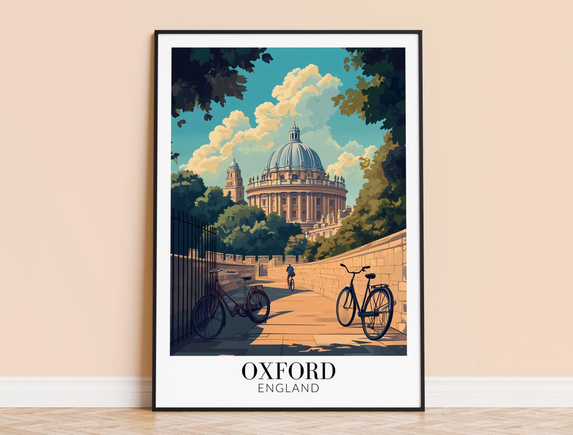 Oxford England Radcliffe Camera Bicycles Stone Bridge Poster
