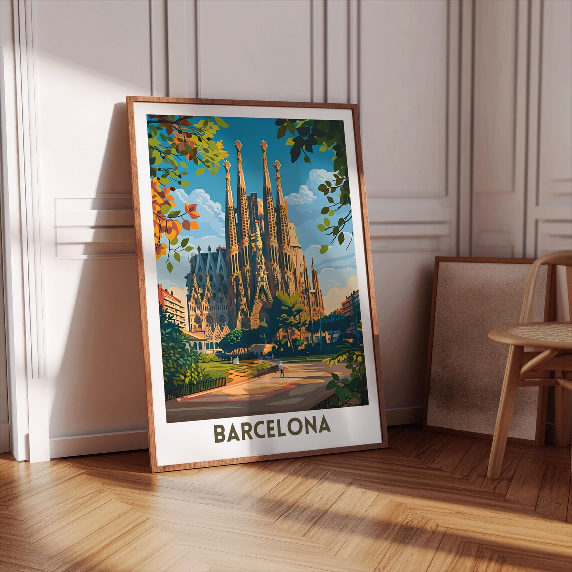 Barcelona Travel Poster, Spanish Cityscape Art - Image 3