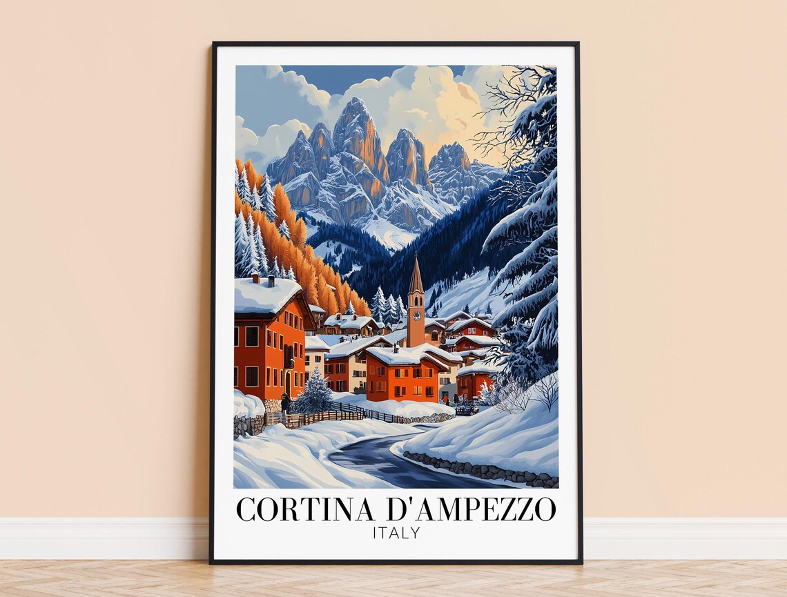 Cortina d'Ampezzo Italy Travel Poster, Wall Decor