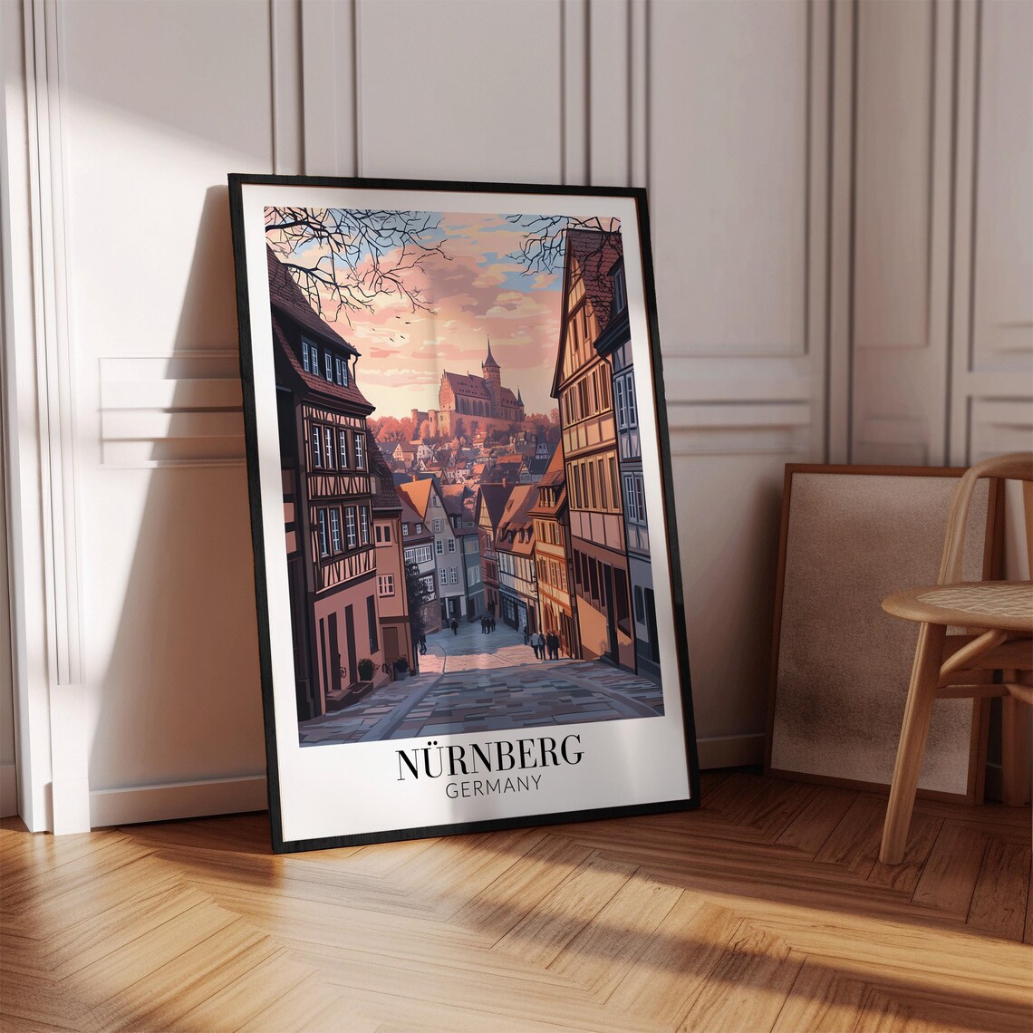 Nürnberg Germany Old Town Street Sunset Vintage Travel Poster - Image 2