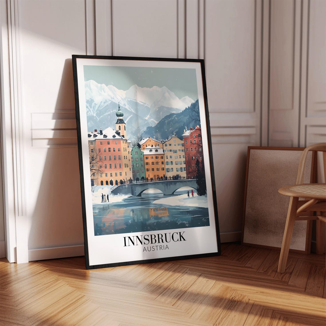 Innsbruck Austria Snowy Old Town Street Bustling Winter Poster - Image 4
