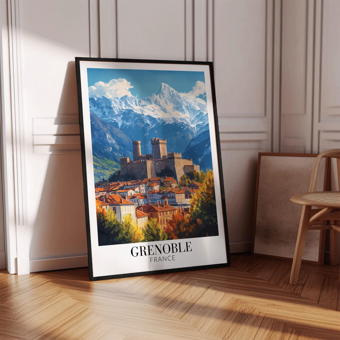Grenoble France Castle Above Old Town Beneath Snowy Peaks Poster - Image 4