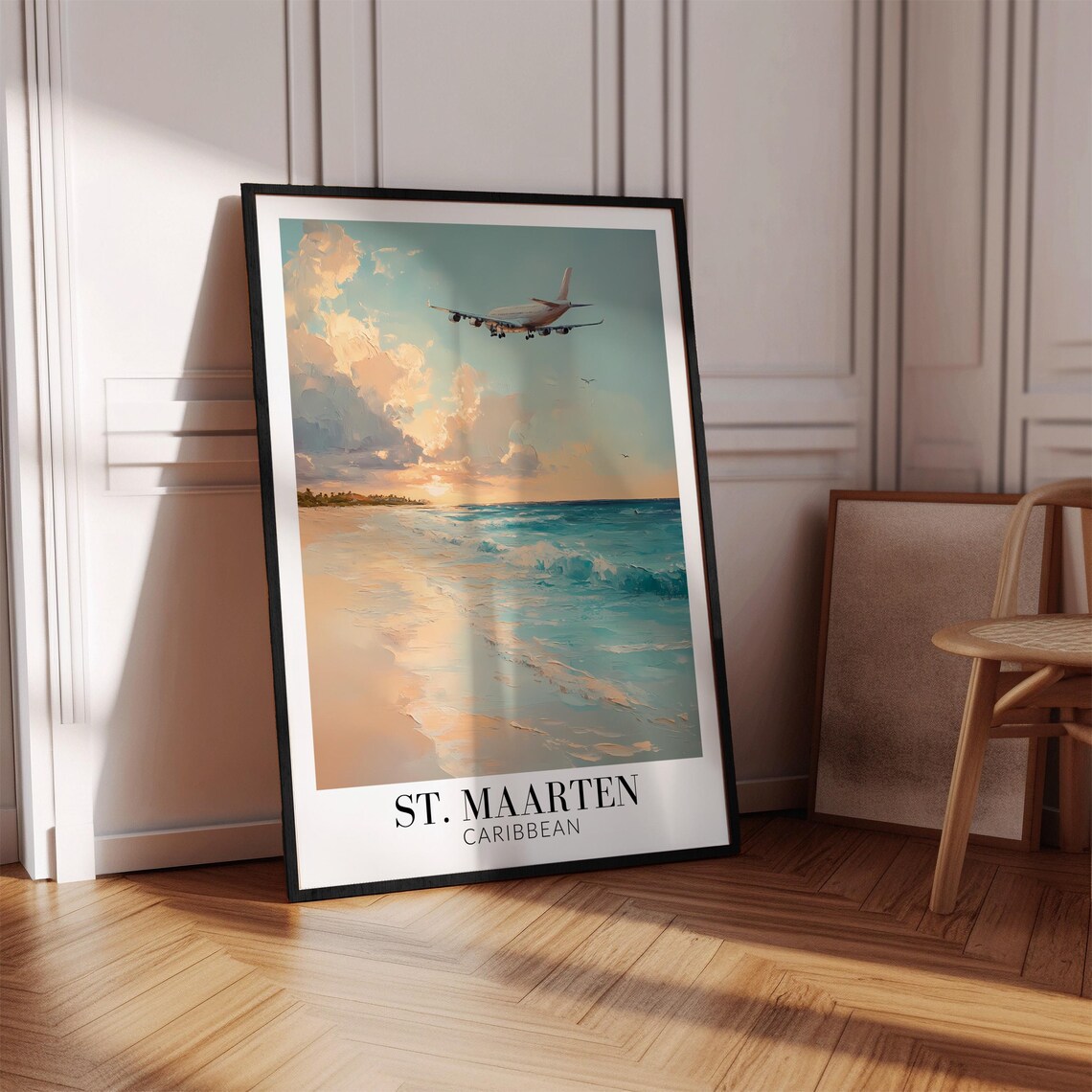 St Maarten Caribbean Maho Beach Plane Landing Sunset Travel Poster - Image 4