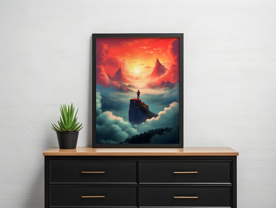 Sunset Landscape Wall Art Poster Nature Print Motivational Home Decor Instant