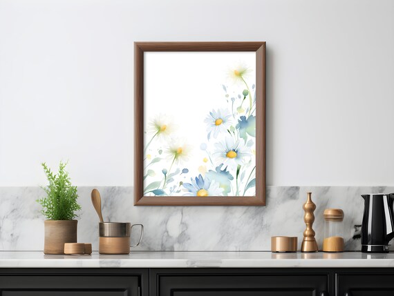Watercolor Daisy Wall Art Flower Prints Floral Print Botanical Minimalist