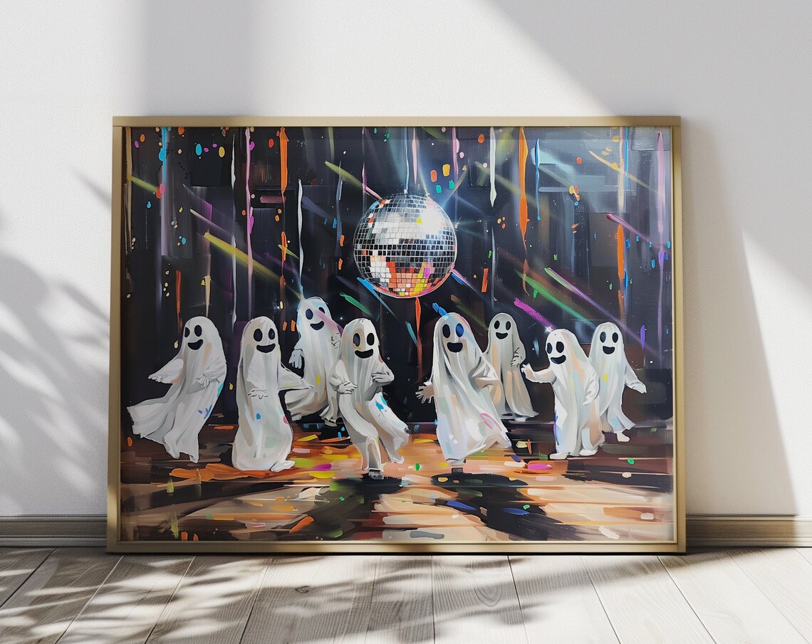 Cute Preppy Halloween Disco Ball Dance Party Poster