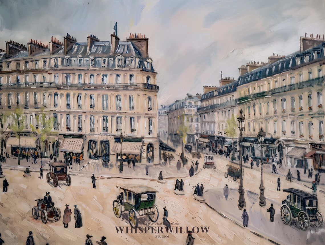 1800s Paris Square With Horse Carriages Vintage Cityscape Poster - Image 6