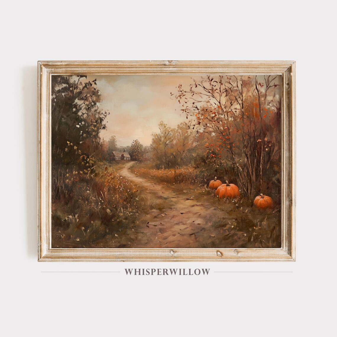 Vintage Countryside Pumpkin Path Art Print