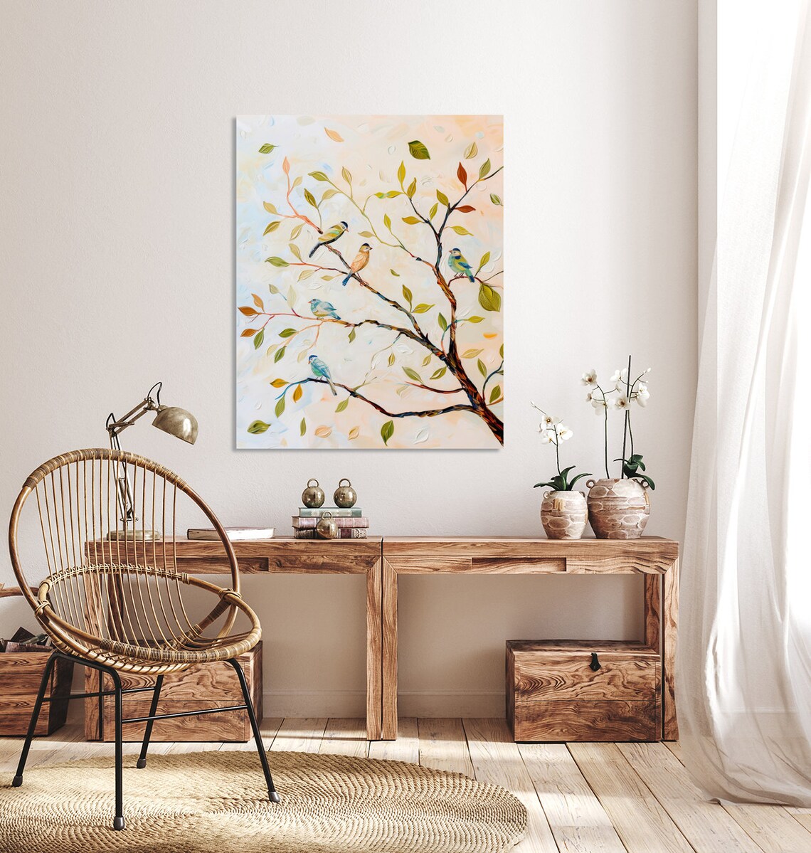 Tree Perched Birds Colorful Collage Art Print - Image 5