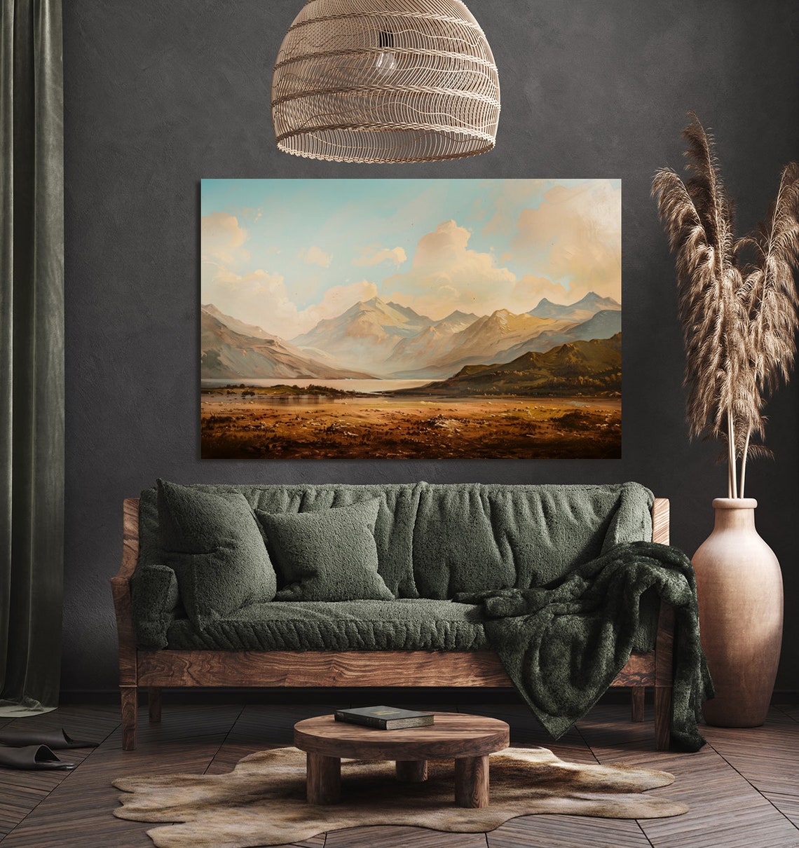 Vintage Mountain Valley Morning Light Antique Landscape Art Poster - Image 5