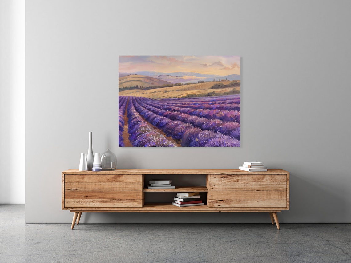 Endless Purple Lavender Fields At Sunset With Rolling Hills Art Poster - Image 3