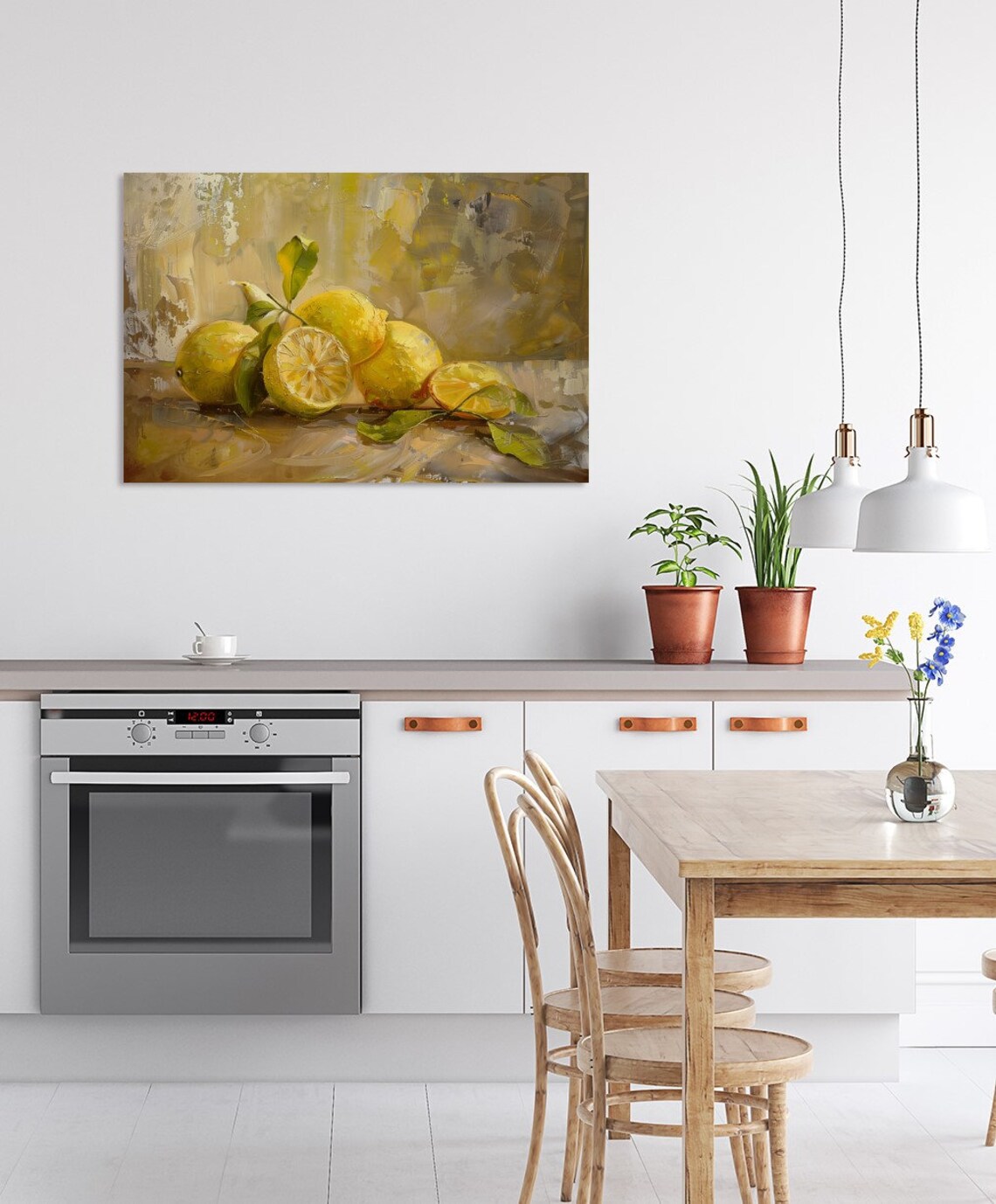 Fresh Lemons With Green Leaves Bright Citrus Still Life Art Poster - Image 3