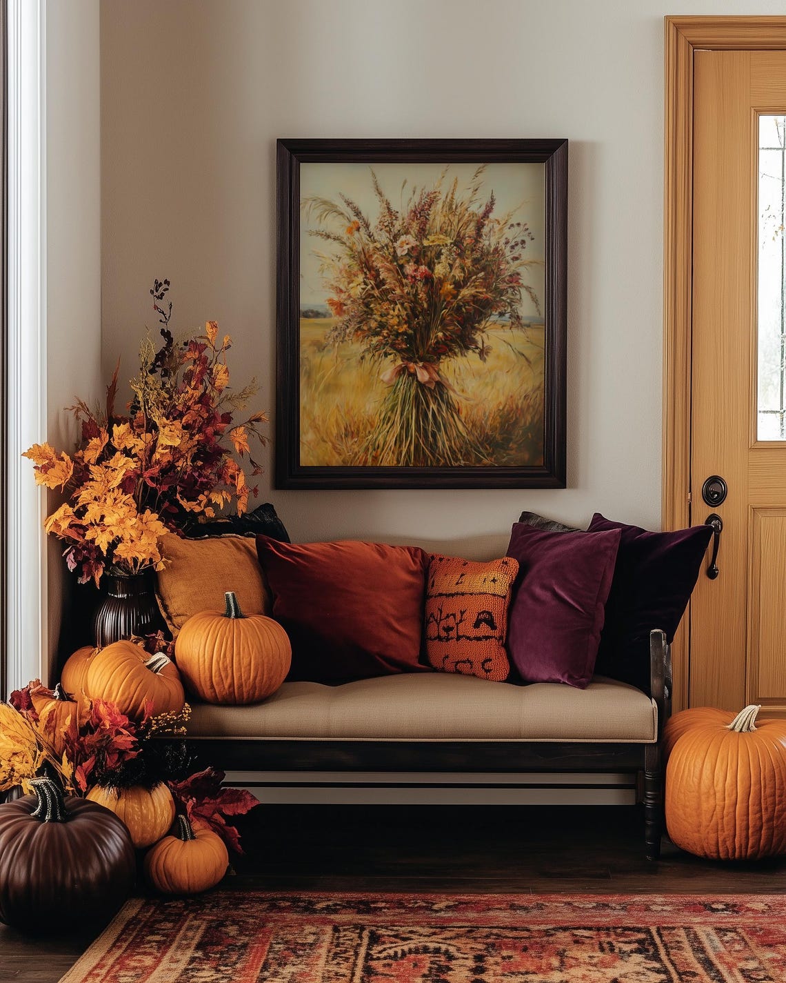 Dried Flower Bouquet Painting Rustic Fall Farmhouse Wall Art - Image 3