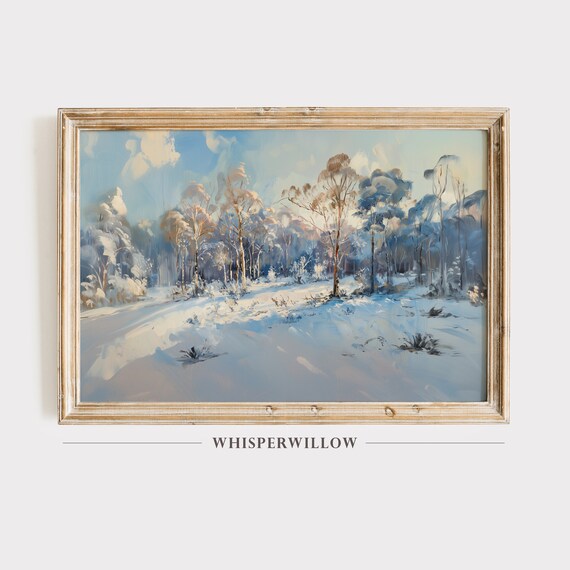 Sunny Winter Forest Snowy Landscape Frosted Trees Cold Art Poster