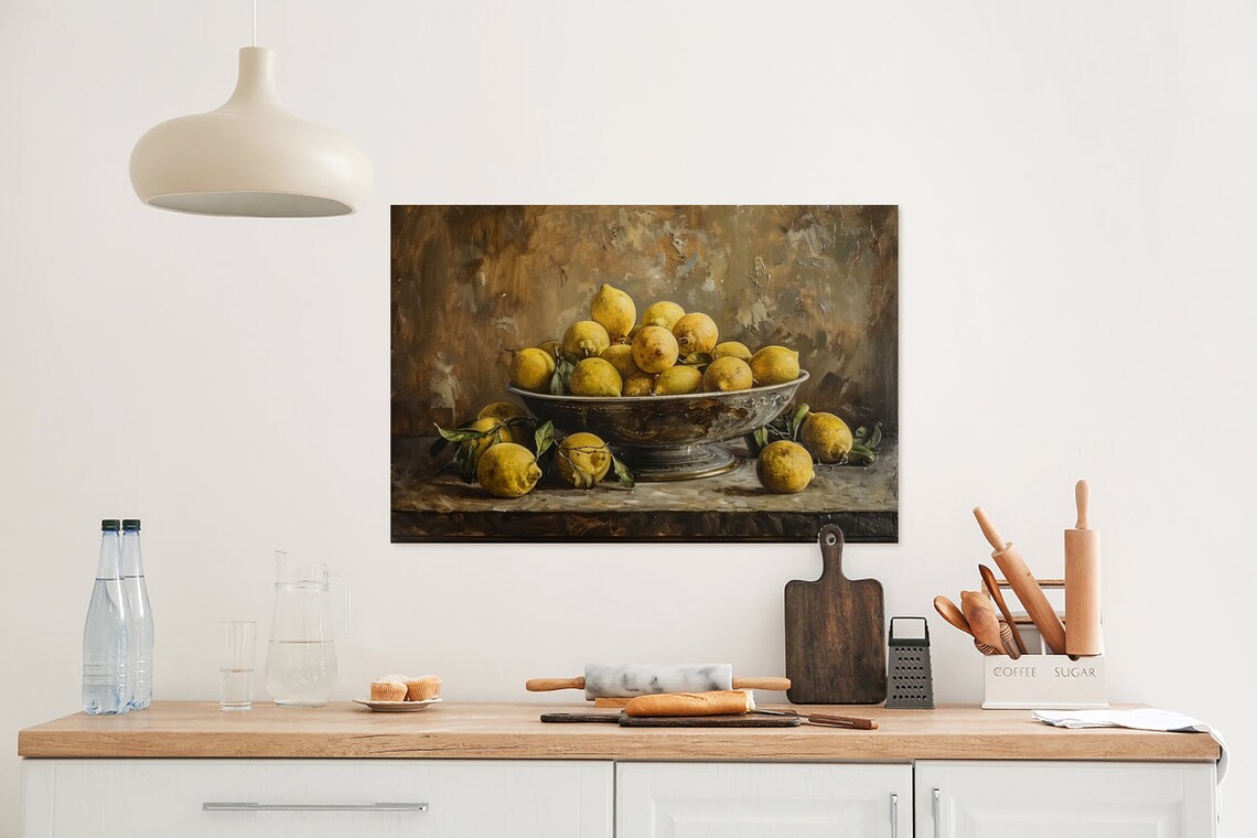 Bowl Of Lemons Rustic Still Life Warm Vintage Kitchen Art Poster - Image 2