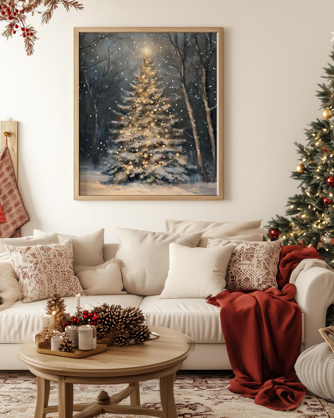 Magical Christmas Tree in Forest, Holiday Wall Art - Image 2