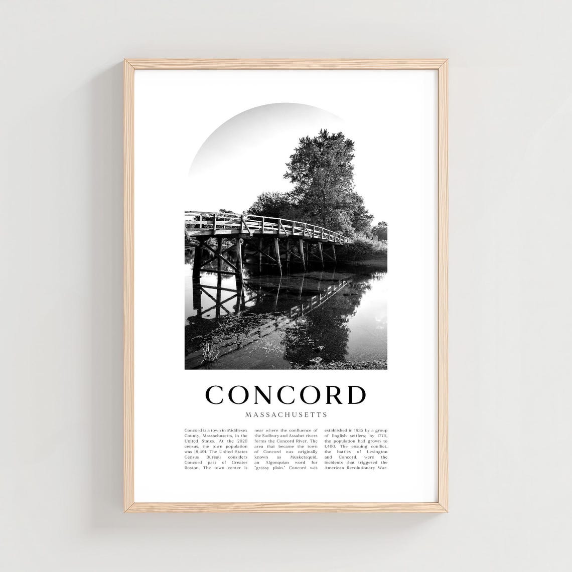 Concord Massachusetts Old North Bridge River Reflection Photo Poster