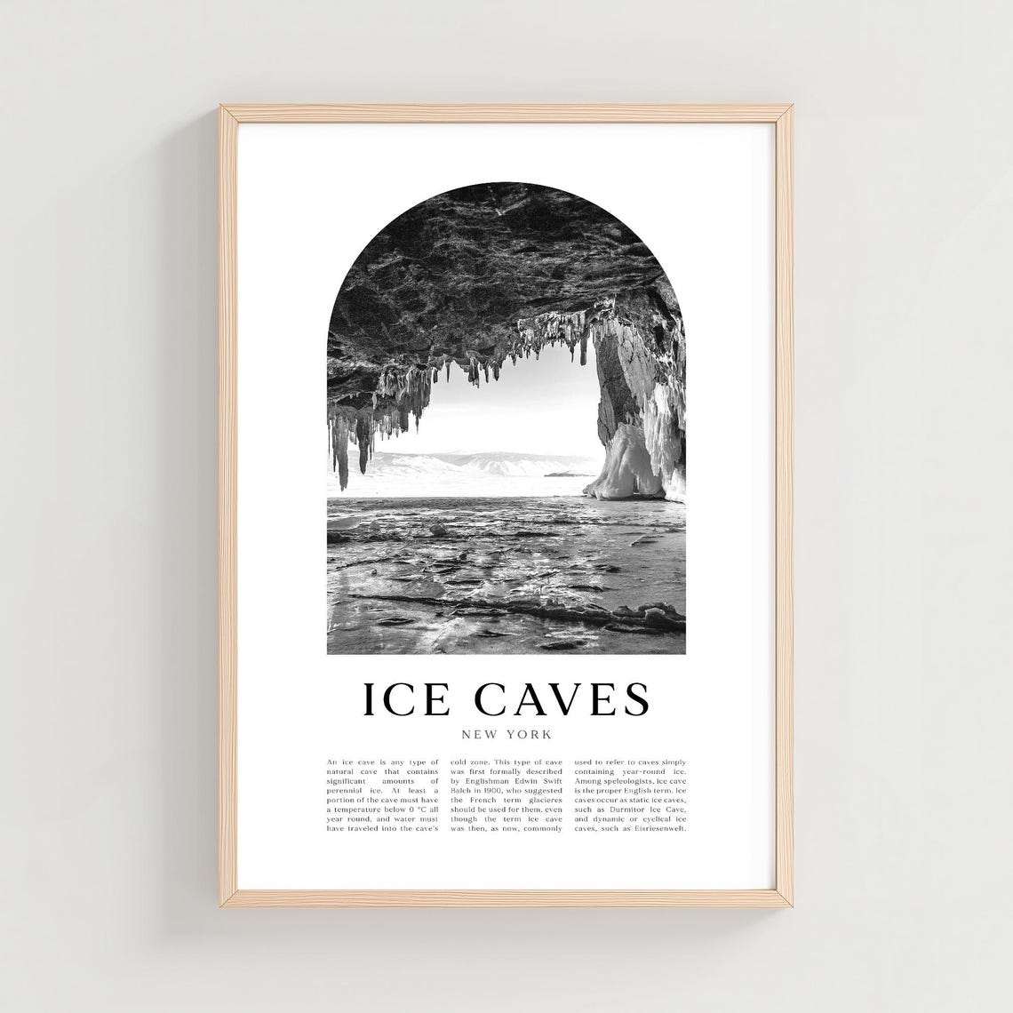 Ice Caves New York Minimalist Winter Icicle Cavern Photo Poster